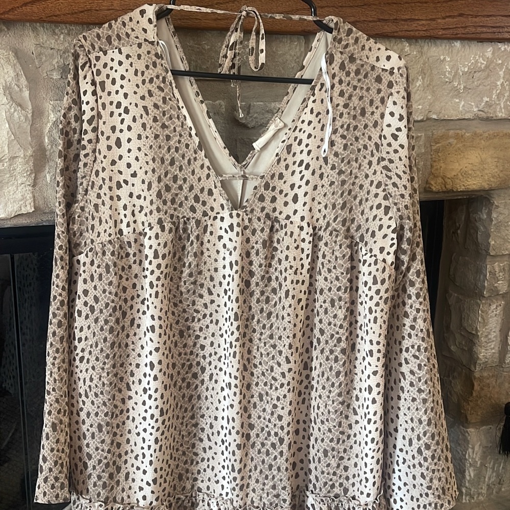 Spotted Cream and Brown Women's Top
